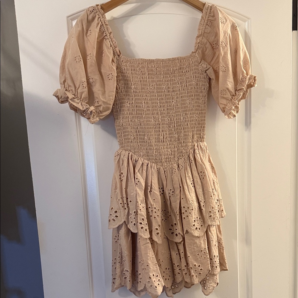 Chic Eyelet Puff Sleeve Dress